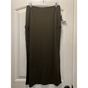 NWT Josephine Chaus Womens Elastic Waist Stretch Pull On Maxi Skirt Size L Brown
